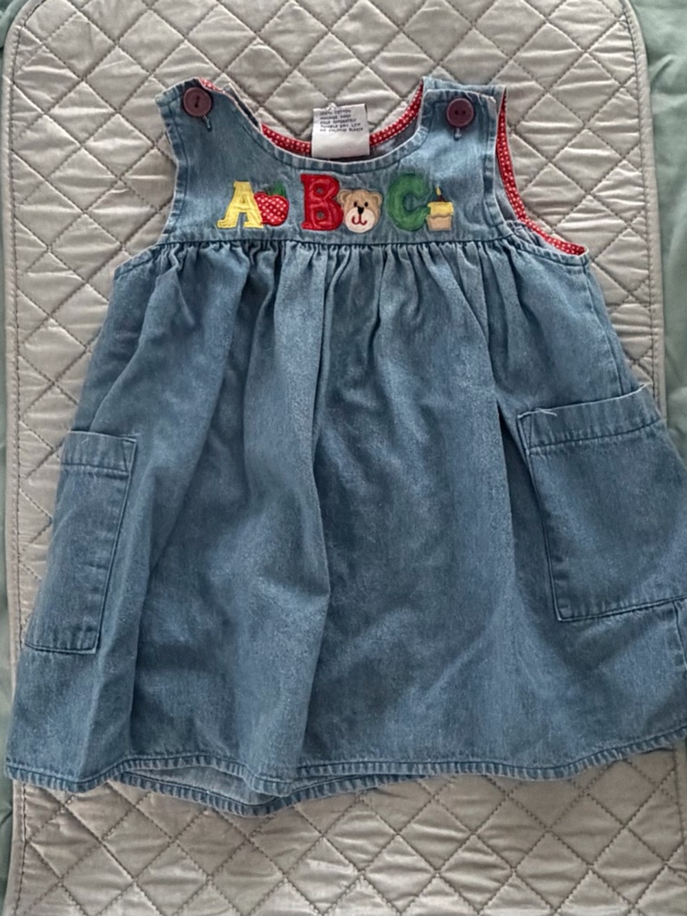 Samara Denim Baby Dress with Colorful Appliqué ABC 4T